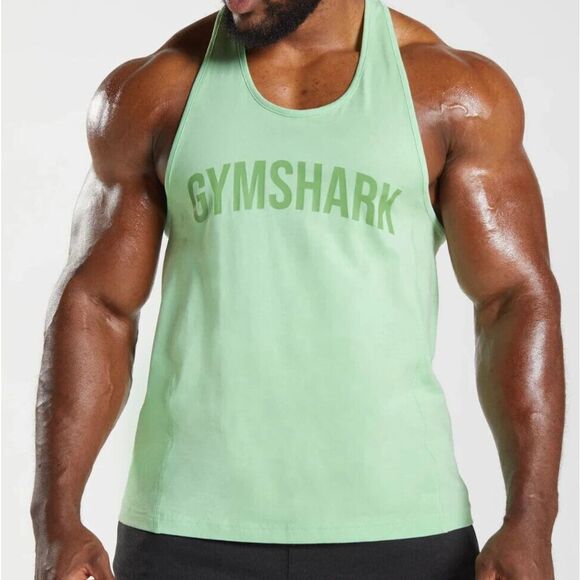 Gymshark A2A8Y-EBRY Men's Sz L Lime Green Oversized Fit Power Stringer Tank Top - Picture 8 of 9